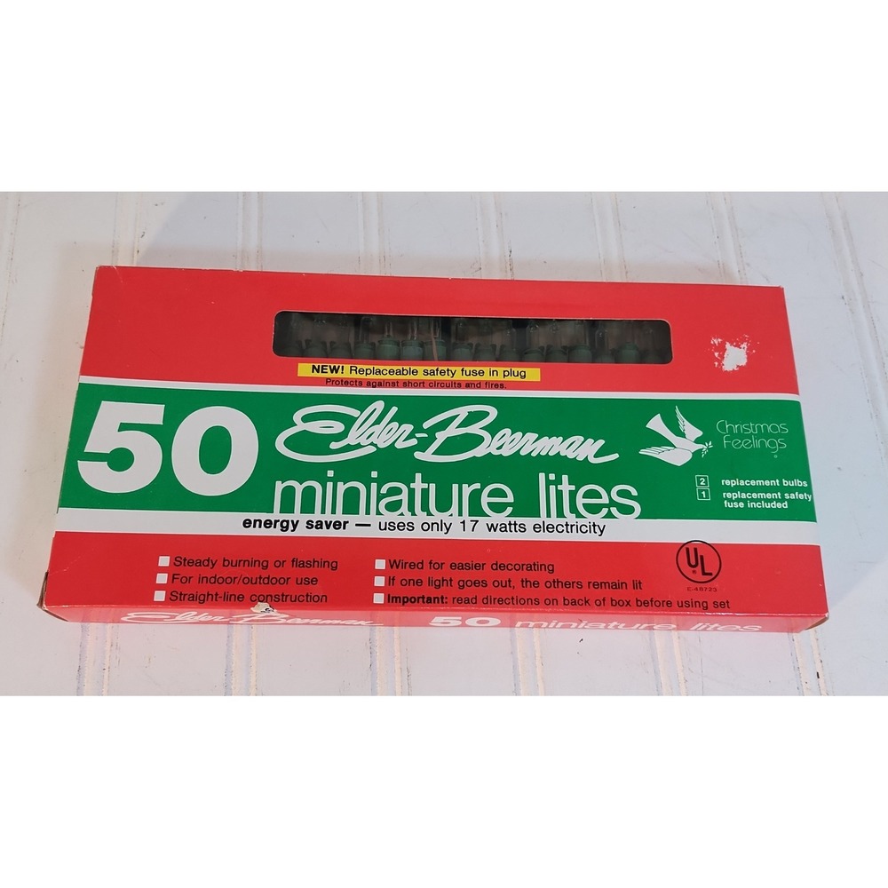Vintage Elder Beerman 50 Miniature String Lites Clear Lights Christmas NEW
